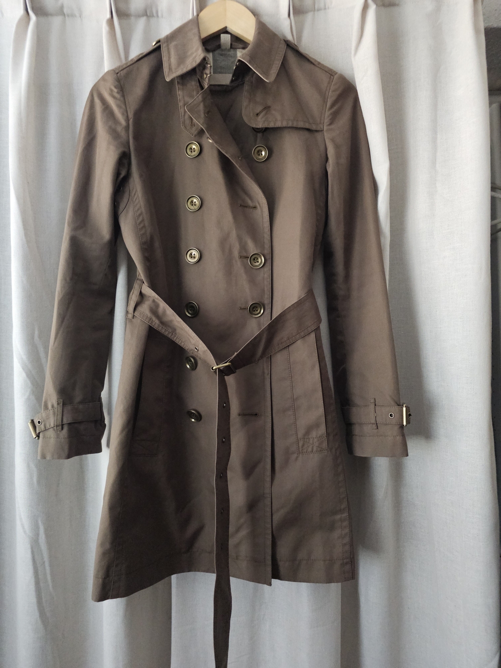 Burberry Green Cotton Trench Coat – Size UK 6 / US 4 - Picture 3 of 15
